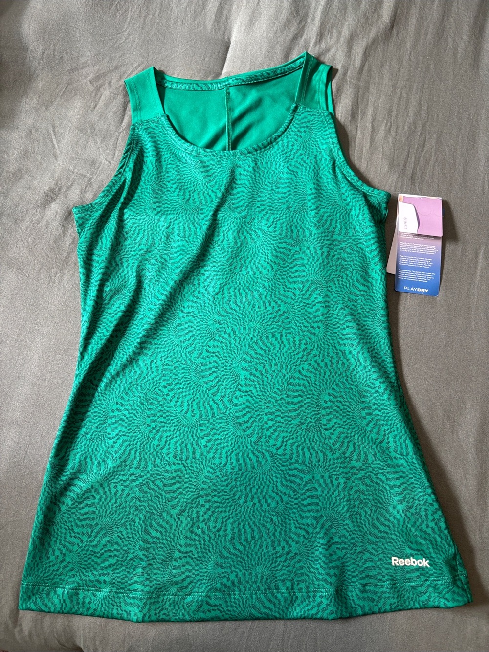 Reebok Women's Teal Green Patterned Athletic Tank